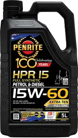Autobarn Penrite HPR 15 15W-60 Full Synthetic 5L offer