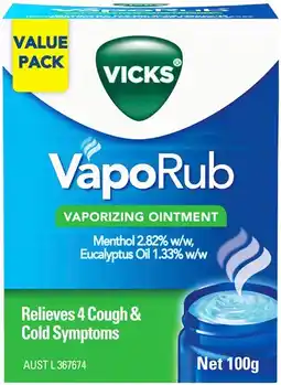 Discount Drug Stores Vicks VapoRub Vaporizing Ointment Value Pack 100g offer