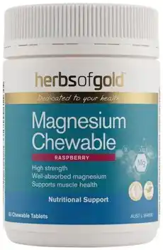 Discount Drug Stores Herbs of Gold Magnesium Chewable Raspberry Flavour 60 Tablets offer