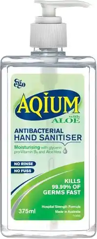 Discount Drug Stores Aqium Aloe Antibacterial Hand Sanitiser Gel 375mL offer