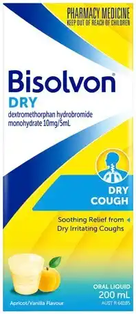Discount Drug Stores Bisolvon Dry Cough Oral Liquid Apricot/ Vanilla Flavour 200mL offer