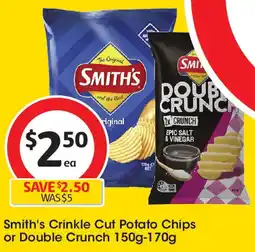Coles Smith's crinkle cut potato chips or double crunch offer