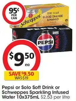 Coles Pepsi or solo soft drink or schweppes sparkling infused water offer