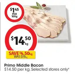 Coles Primo Middle Bacon offer