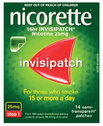 Cincotta Chemist Nicorette invisipatch step 1 25mg 14 pack offer