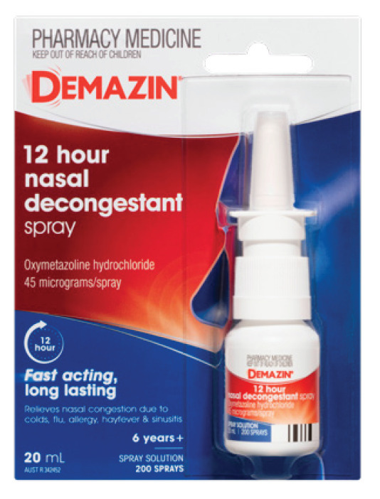 Demazin 12 hour relief nasal decongestant spray 20ml offer at Cincotta