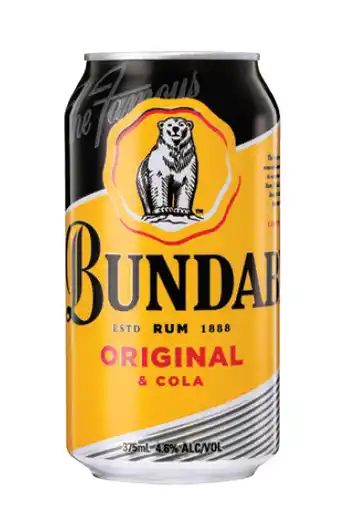Cellarbrations Bundaberg up rum & cola 4.6% premix cans 375ml 10 pack offer