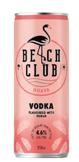 Cellarbrations Beach club vodka 4.6% premix cans 250ml 4 pack - guava offer