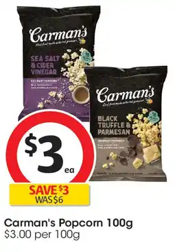 Coles Carman's Popcorn offer