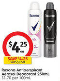 Coles Rexona antiperspirant aerosol deodorant offer