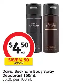 Coles David beckham body spray deodorant offer