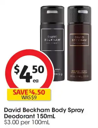 Coles David beckham body spray deodorant offer