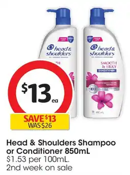 Coles Head & Shoulders Shampoo or Conditioner offer