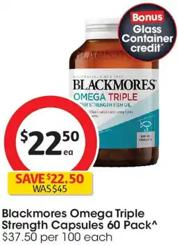Coles Blackmores omega triple strength capsules offer