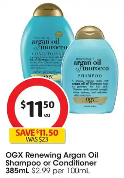 Coles OGX Renewing Argan Oil Shampoo or Conditioner offer
