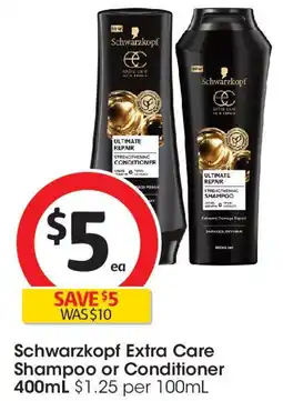 Coles Schwarzkopf Extra Care Shampoo or Conditioner offer