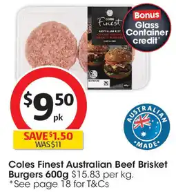 Coles Coles Finest Australian Beef Brisket Burgers offer