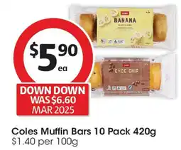 Coles Coles muffin bars 10 pack offer