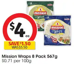 Coles Mission wraps 8 pack offer