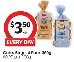Coles Coles Bagel 4 Pack offer