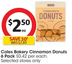 Coles Coles bakery cinnamon donuts 6 pack offer