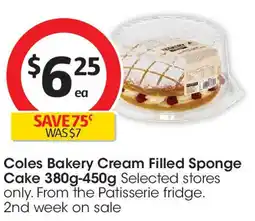 Coles Coles bakery cream filled sponge cake offer