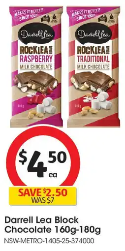 Coles Darrell Lea Block Chocolate offer