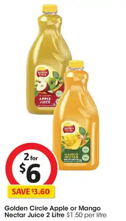 Coles Golden circle apple or mango nectar juice offer