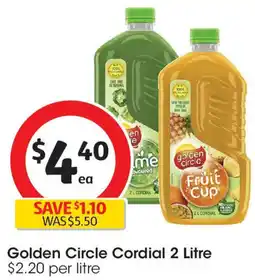 Coles Golden circle cordial offer