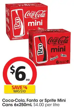 Coles Coca-cola, fanta or sprite mini cans offer