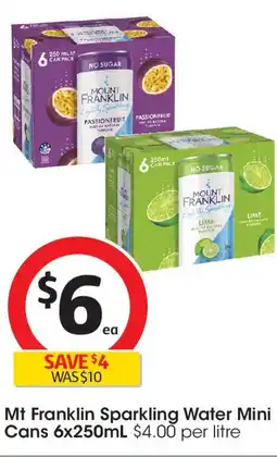Coles Mt franklin sparkling water mini cans offer