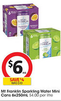 Coles Mt franklin sparkling water mini cans offer