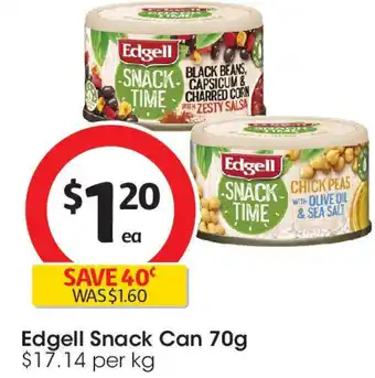 Coles Edgell snack can offer