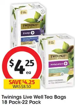 Coles Twinings live well tea bags offer
