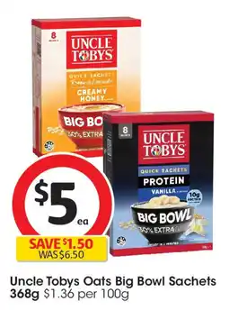 Coles Uncle tobys oats big bowl sachets offer
