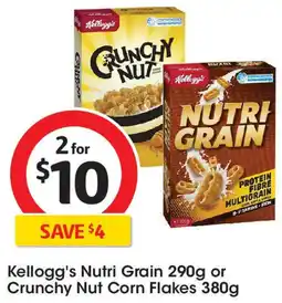 Coles Kellogg's nutri grain 290g or crunchy nut corn flakes 380g offer