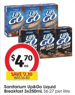 Coles Sanitarium up&go liquid breakfast offer