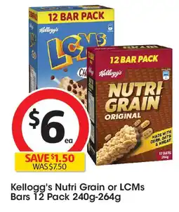Coles Kellogg's nutri grain or lcms bars offer