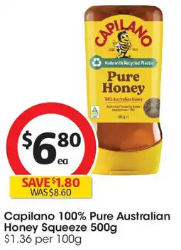 Coles Capilano 100% pure australian honey squeeze offer