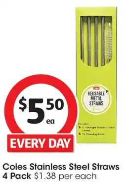 Coles Coles stainless steel straws offer