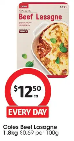 Coles Coles beef lasagne offer