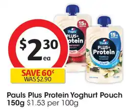 Coles Pauls plus protein yoghurt pouch offer