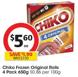 Coles Chiko frozen original rolls offer