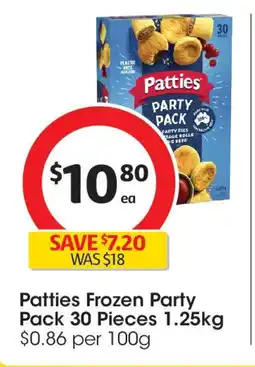 Coles Patties frozen party pack 30 pieces offer