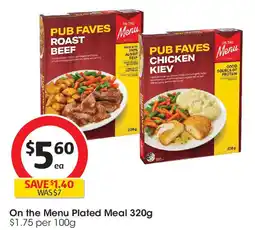 Coles On the menu plated meal offer