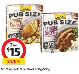 Coles Mccain pub size meal offer
