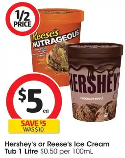 Coles Hershey's or reese's ice cream tub offer