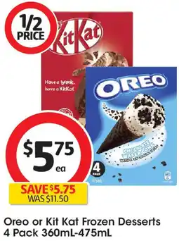 Coles Oreo or kit kat frozen desserts offer
