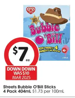 Coles Streets bubble o'bill sticks offer