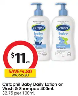 Coles Cetaphil baby daily lotion or wash & shampoo offer